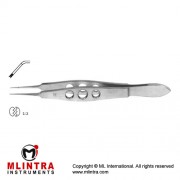 Castroviejo Suture Tying Forcep Angled - 1 x 2 Teeth with Tying Platform Stainless Steel, 11 cm - 4 1/4" Tip Size 0.12 mm